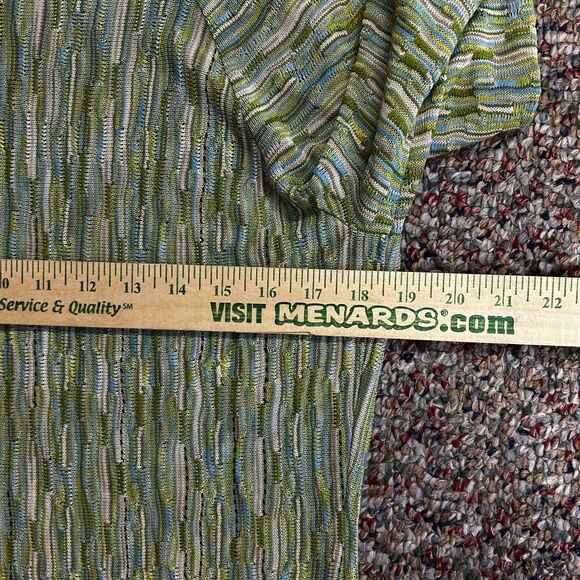 Sigrid Olsen Blue Green Silk Blend Textured Stripe 3/4 Sleeve Sweater Sz L - Picture 11 of 12